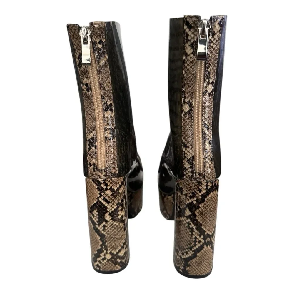 Azalea Wang‎ Dreamer Snake Platform Jelly Boots 7.5 Chunky Combat Block Heel